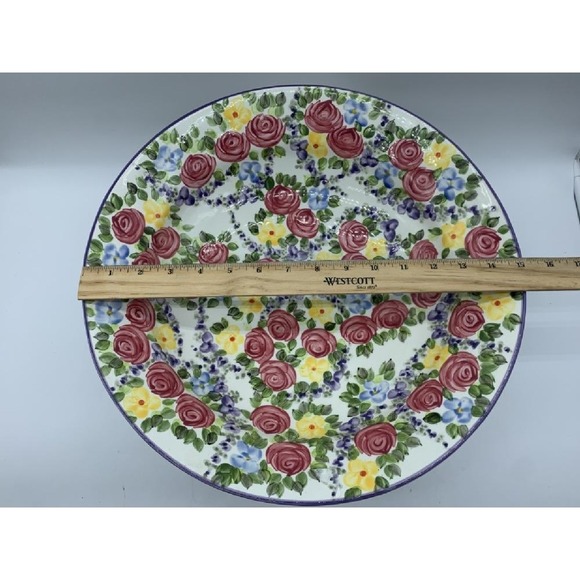 Don Swanson TableTops Unlimited Hand Painted Chintz Pedestal Fruit Bowl Vintsge - Picture 6 of 9